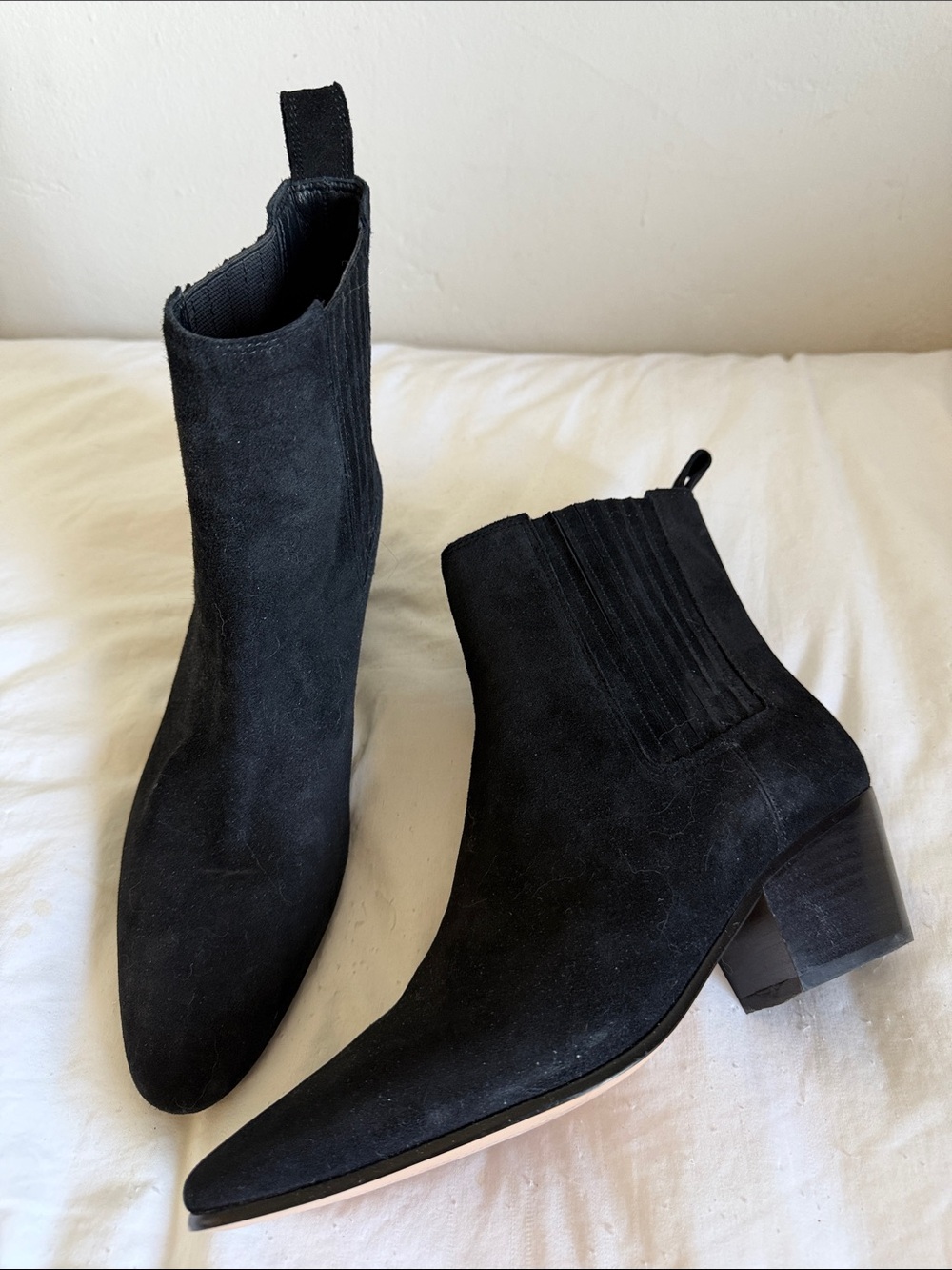 J. Crew Black Suede Ankle Boots - Women's Low Block Heel 7.5 New